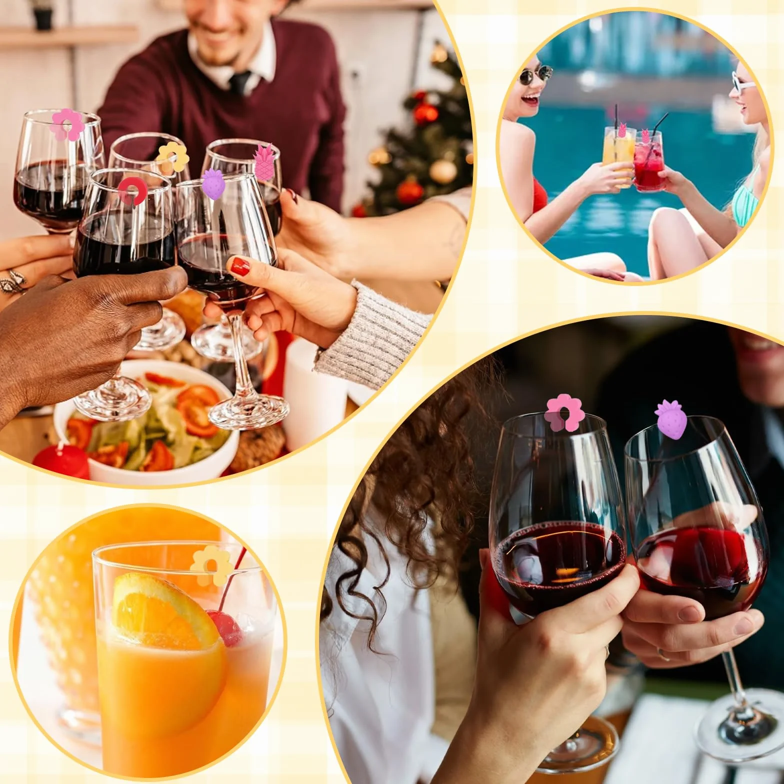 Silikonowe markery do szkła 70 sztuk na kieliszki do wina martini szampana