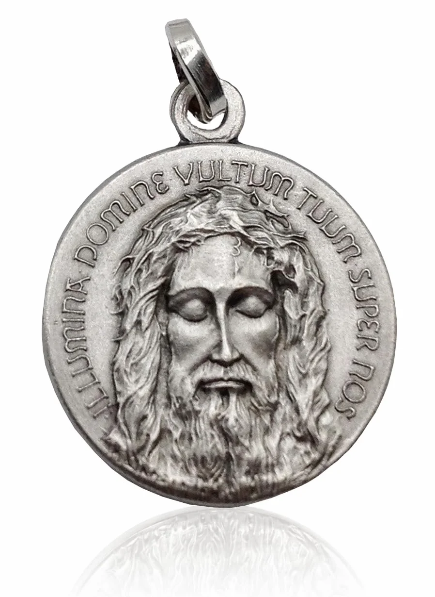 I G J Srebro wysokiej próby 925 Medal Świętej Twarzy Chrystusa, Srebro szterlingowe, Bez kamienia