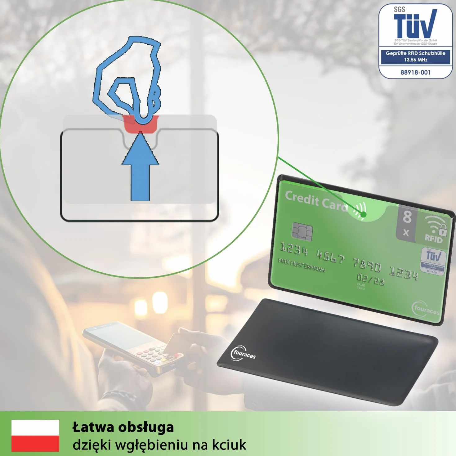 fouraces 8x etui ochronne z blokadą RFID – zabezpieczenie przed kradzieżą danych – etui ochronne NFC – etui na karty kredytowe i karty EC, etui z twardego plastiku na karty bankowe