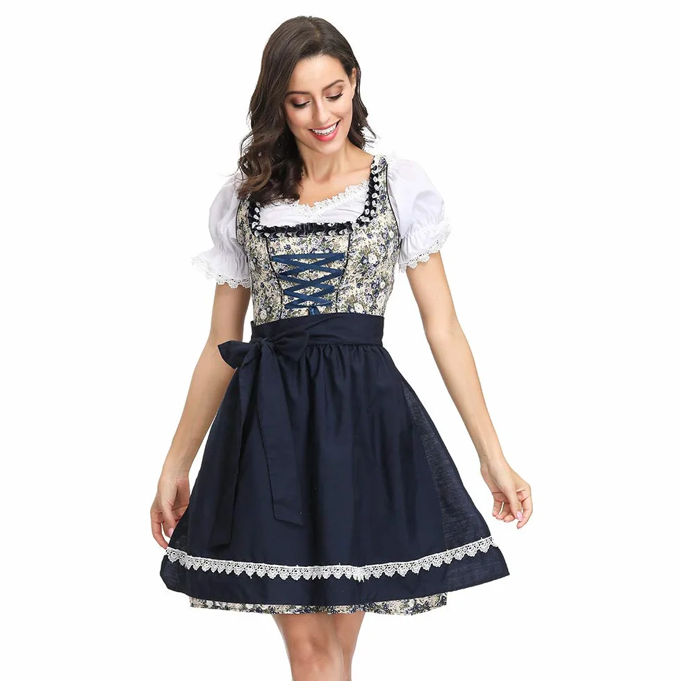 thematys Damski zestaw midi Dirndl z fartuchem i bluzką – idealny na Oktoberfest, karnawał i karnawał, Uwaga: wypada mniej (Style005, M)