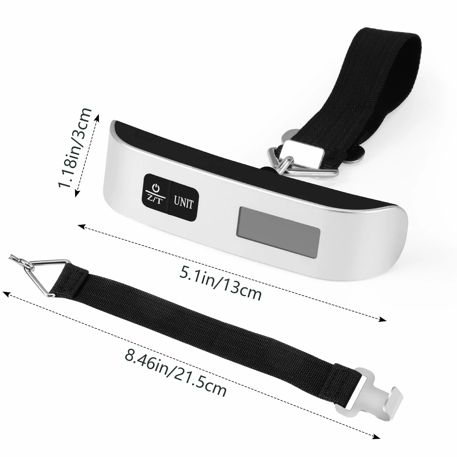 Brencco Walizka podróżna, waga do walizki 110 lb/50 kg, waga elektroniczna cyfrowa walizka podróżna funkcja tary LCD wyświetlacz do podróży na zewnątrz do domu