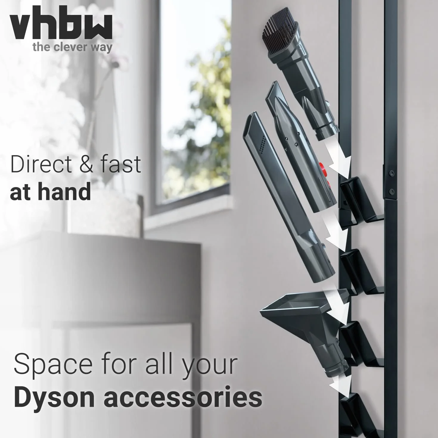 vhbw Stojak na odkurzacz, kompatybilny z Dyson V15 Detect Absolute, V15 Detect Complete, V6 odkurzacz akumulatorowy, odkurzacz ręczny, ciemnoszary
