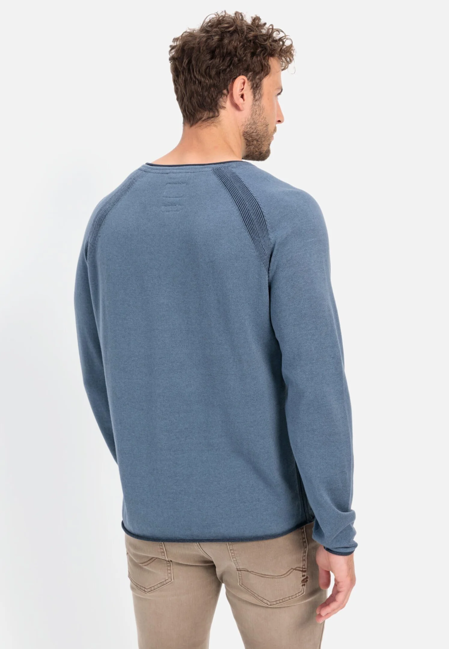 camel active Męska koszulka Henley z certyfikowanej bawełny organicznej, niebieski, L