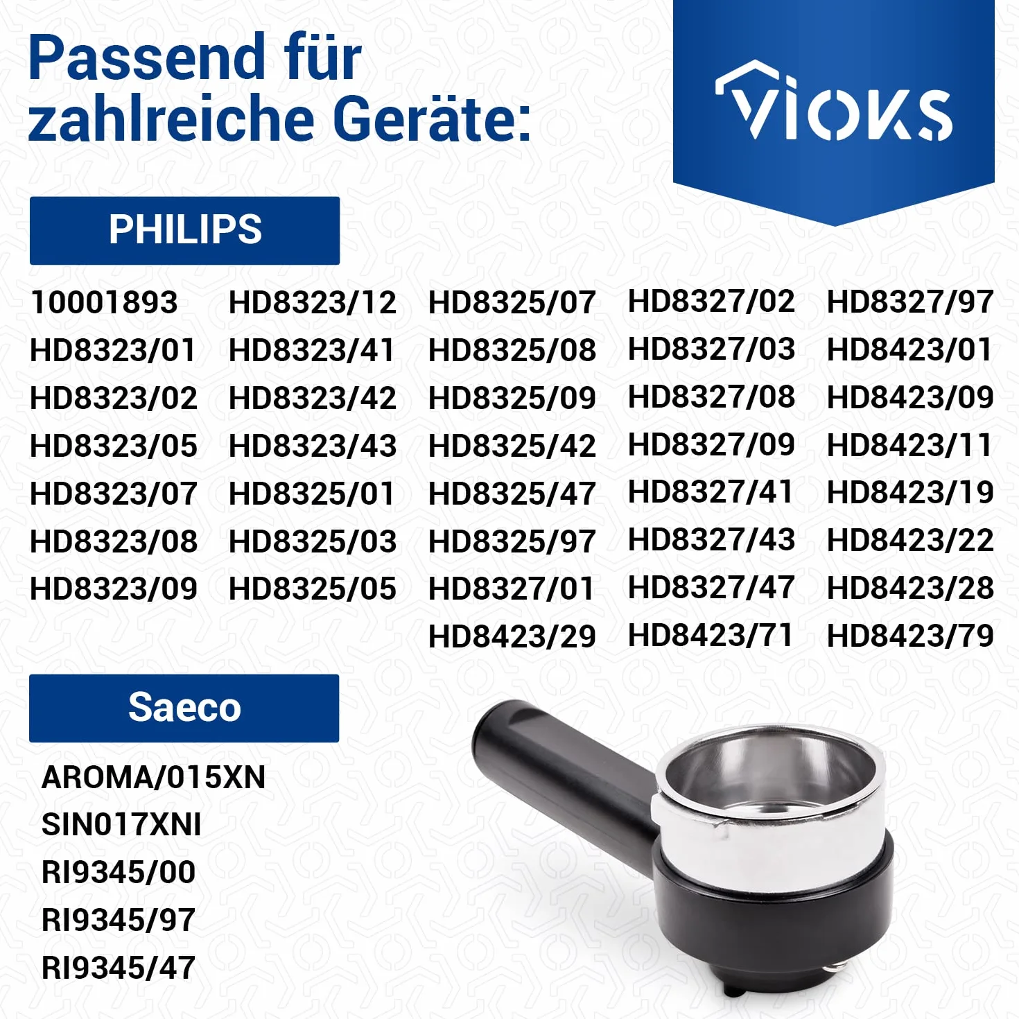 VIOKS Ekspres do kawy sitko 54 mm zamiennik do Philips Saeco CP9064/01 uchwyt na 2 filiżanki