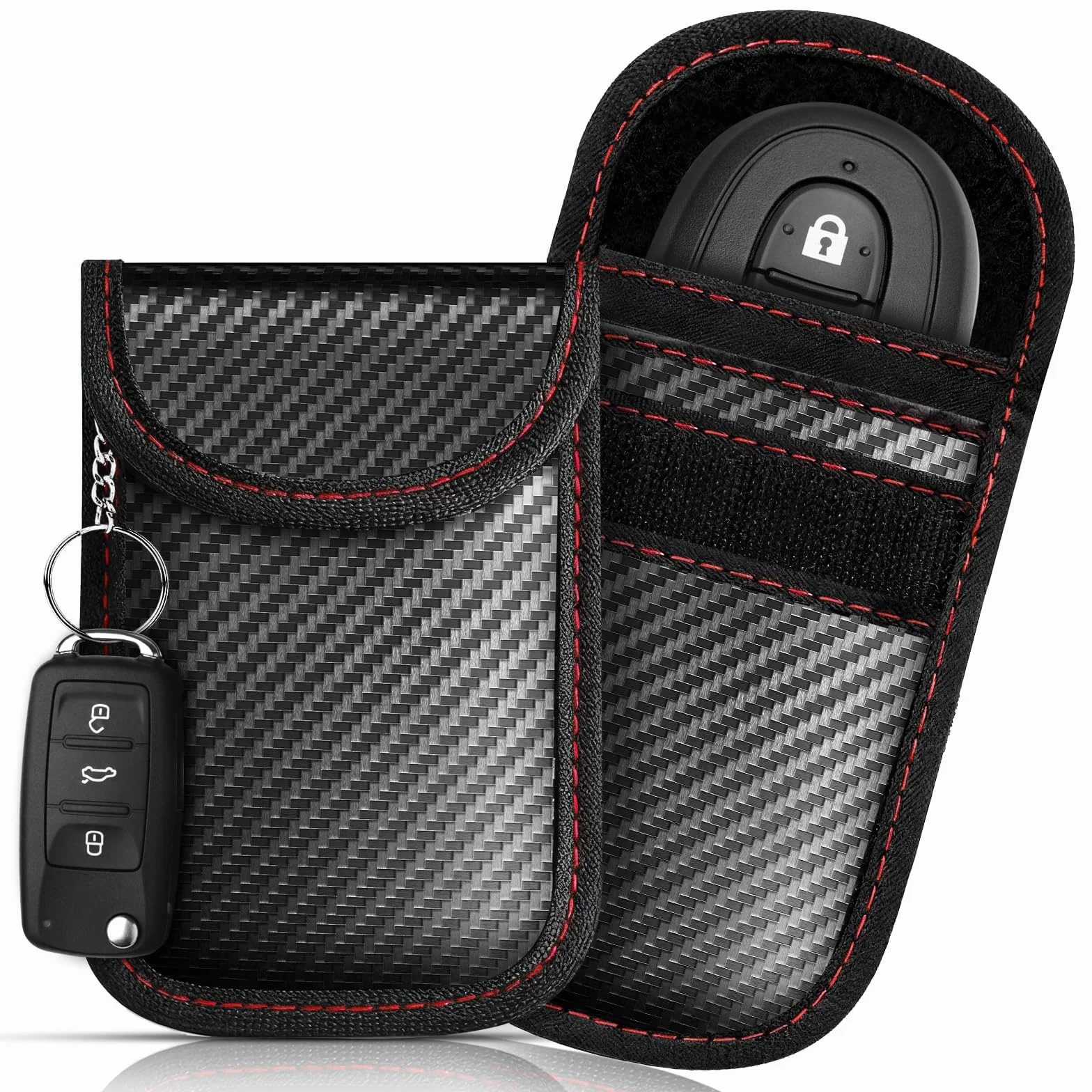 Etui na kluczyki samochodowe RFID blokowanie sygnału 2 sztuki 8x13 cm czarne