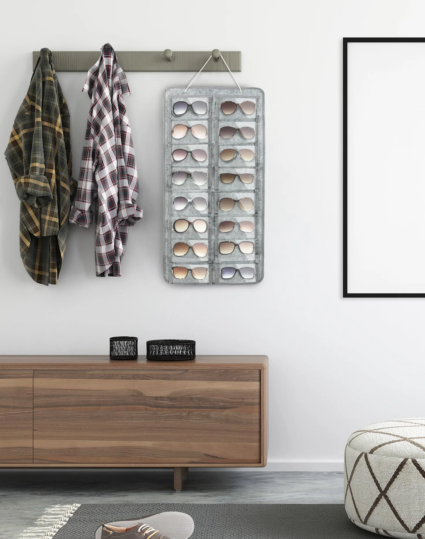 QWORK® organizer na okulary, wisząca torba do przechowywania okularów, 16 przegródek