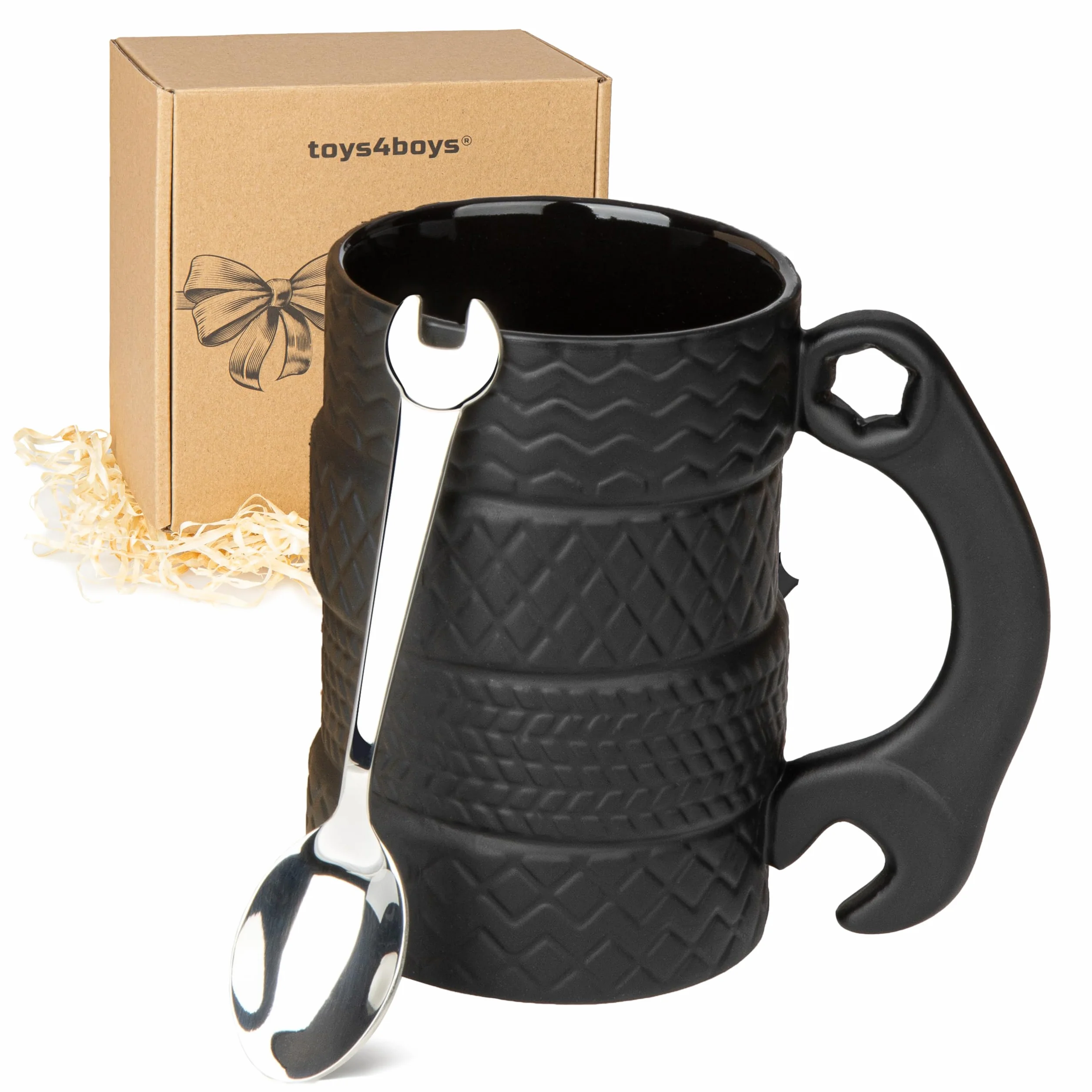 Toys4Boys Kubek opony z łyżeczką Zestaw prezentowy dla kierowcy tira mechanika