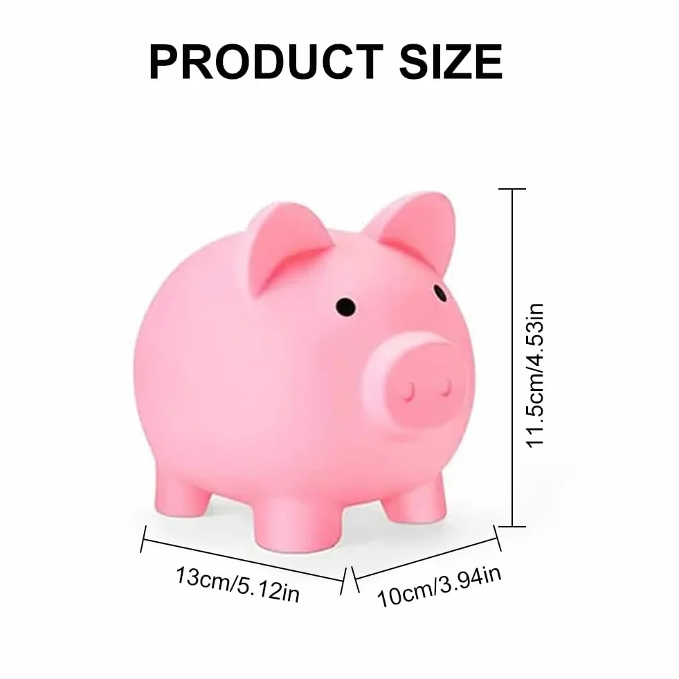 Różowa plastikowa skarbonka z otwartym otworem na monety 13 x 10 cm