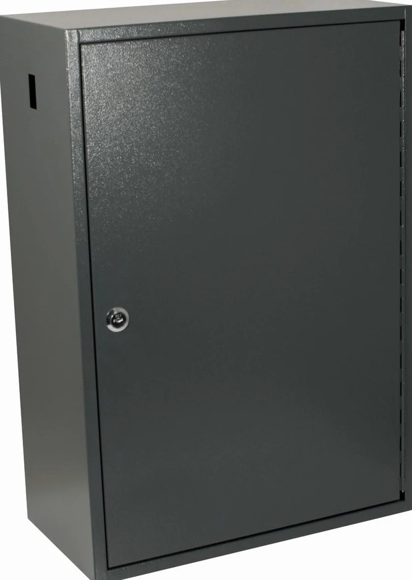 Pavo Deluxe Szafka na 300 kluczy Metalowa skrzynka z bocznym wrzutem na klucze 38x22x53 cm Ciemnoszara