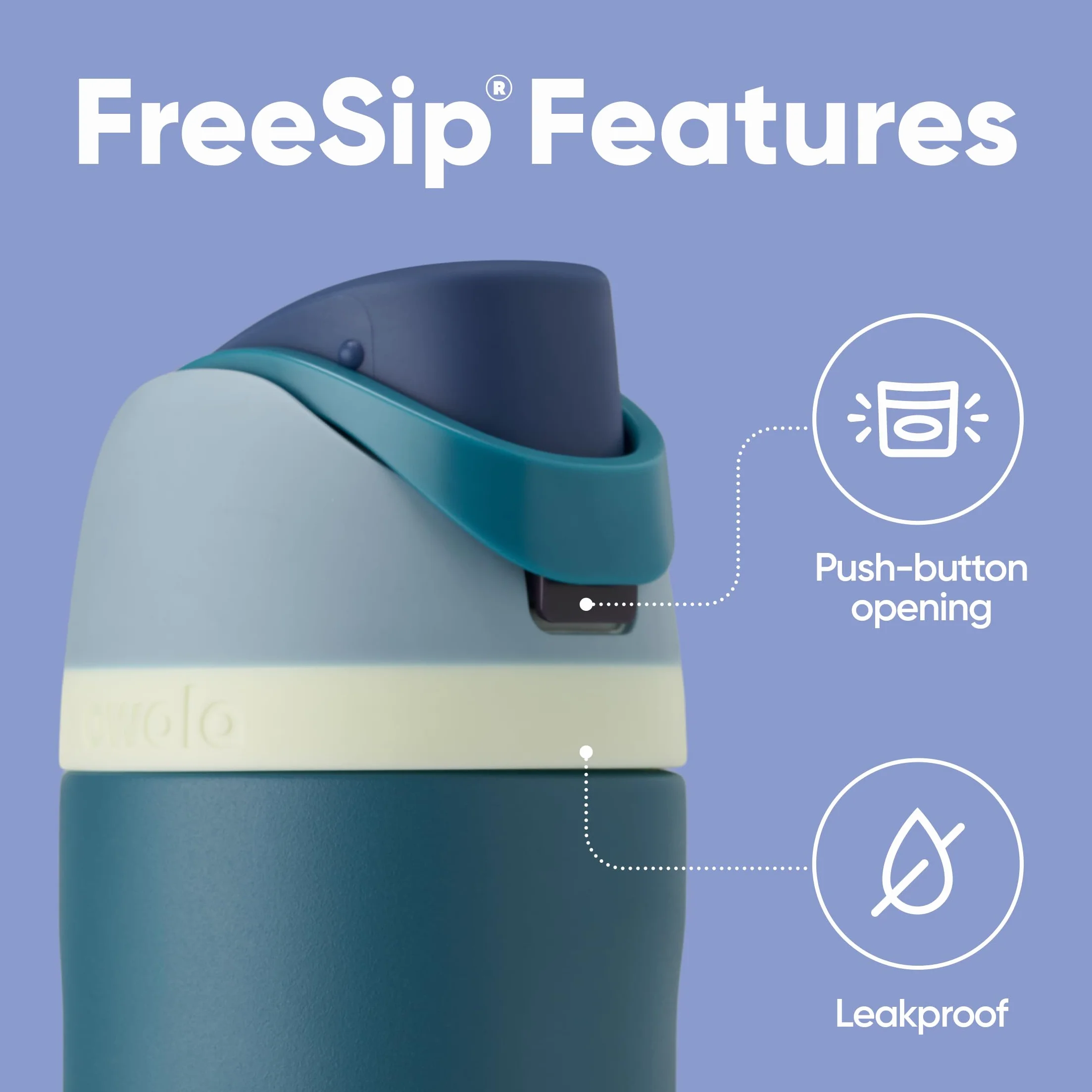 Owala FreeSip izolowana butelka na wodę ze stali nierdzewnej ze słomką, do uprawiania sportu i podróży, szczelna, bez BPA, 700 ml, dżins