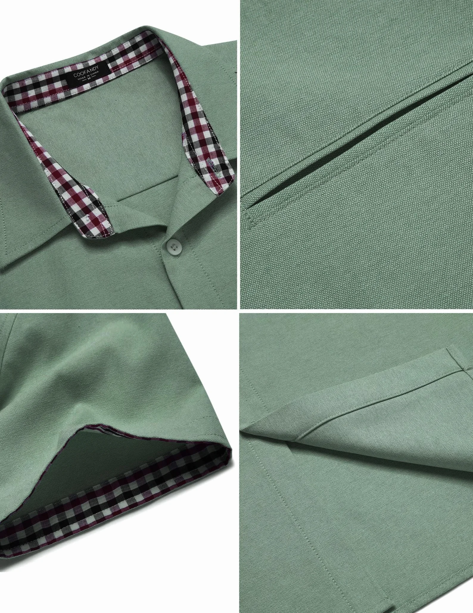 COOFANDY Męskie koszule z krótkim rękawem Oxford koszule na co dzień letnia koszula biznesowa koszula Chambray lekka koszula z kołnierzem w kratkę bawełniana koszula