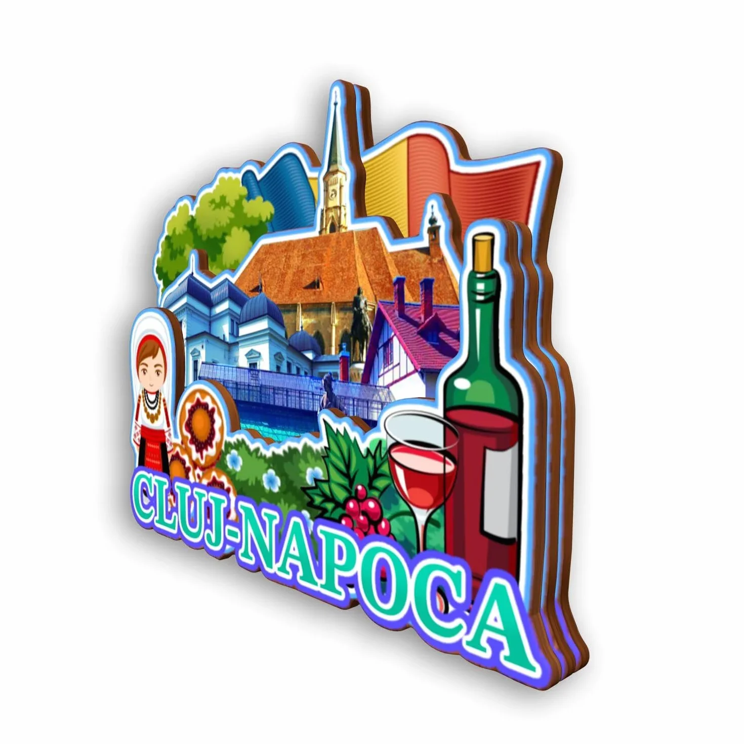Magnes na lodówkę Cluj-Napoca Rumunia 3D klasyczne zabytki pamiątka z podróży