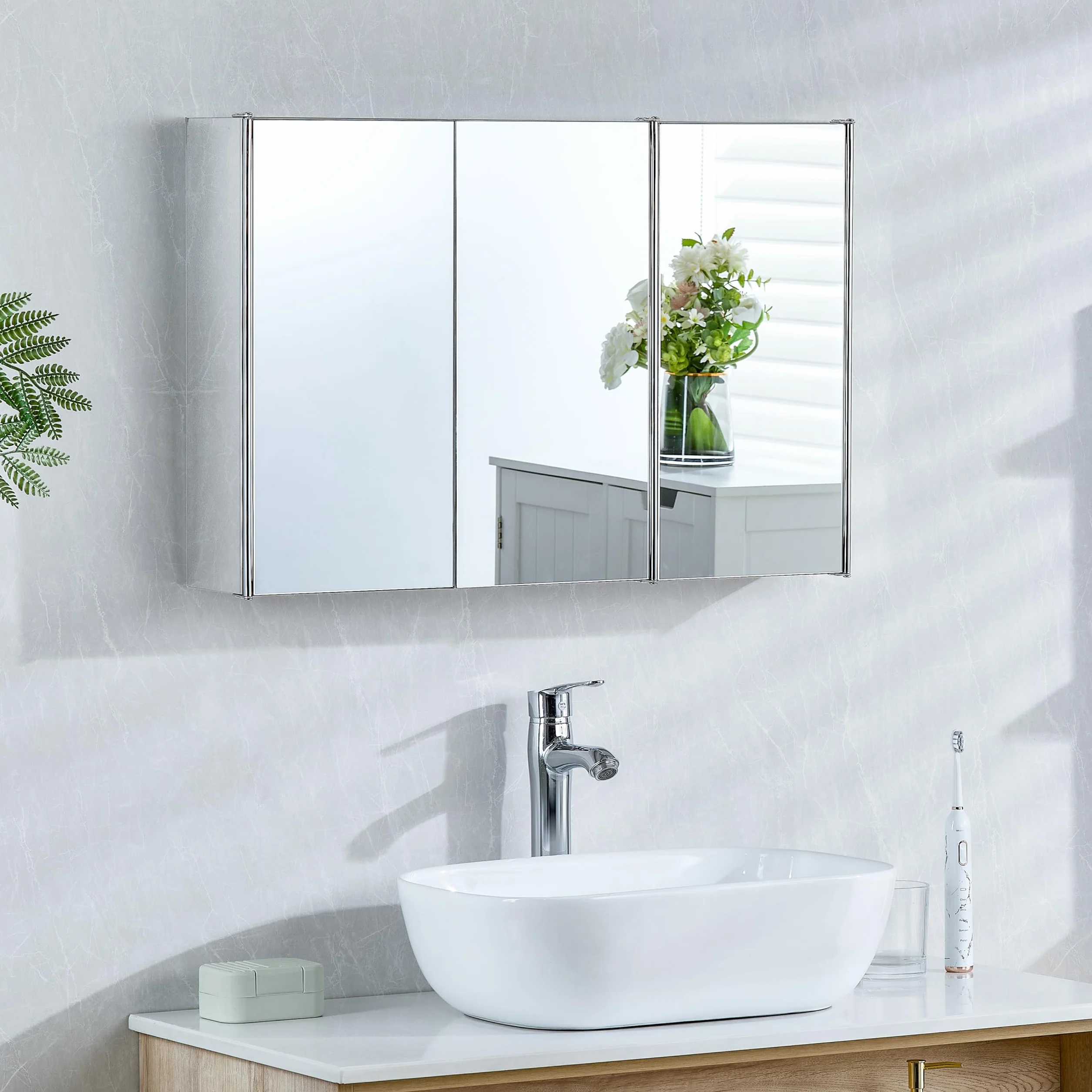 Bath Vida Tiano szafka łazienkowa z potrójnym lustrem stal nierdzewna
