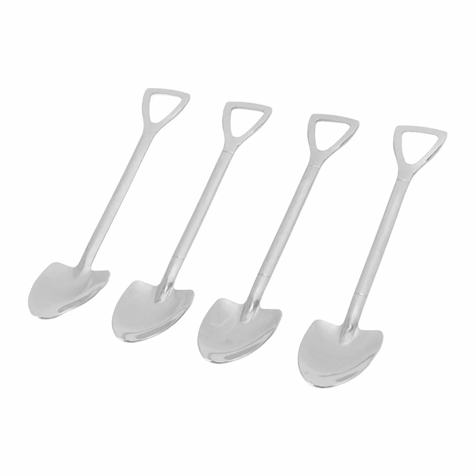 Stainless Steel Cute Shovel Spoon,Innovative Food Grade Material Reusable Sugar Dessert Cake Spoon for Home Cafe (4 Pointed Shovel)