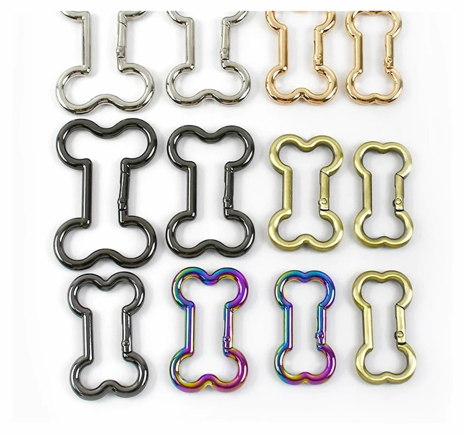 Klamry do torebek, 20 szt. Metalowa klamra z kością do zapięcia na pasek torby OD(Brass,38mm)