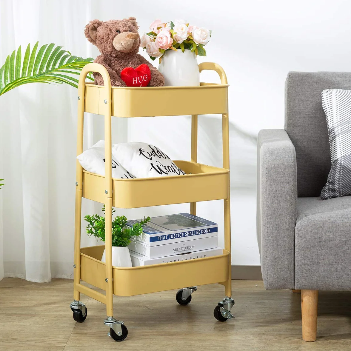 DOEWORKS Wózek do przechowywania metalowy 3-poziomowy khaki żółty