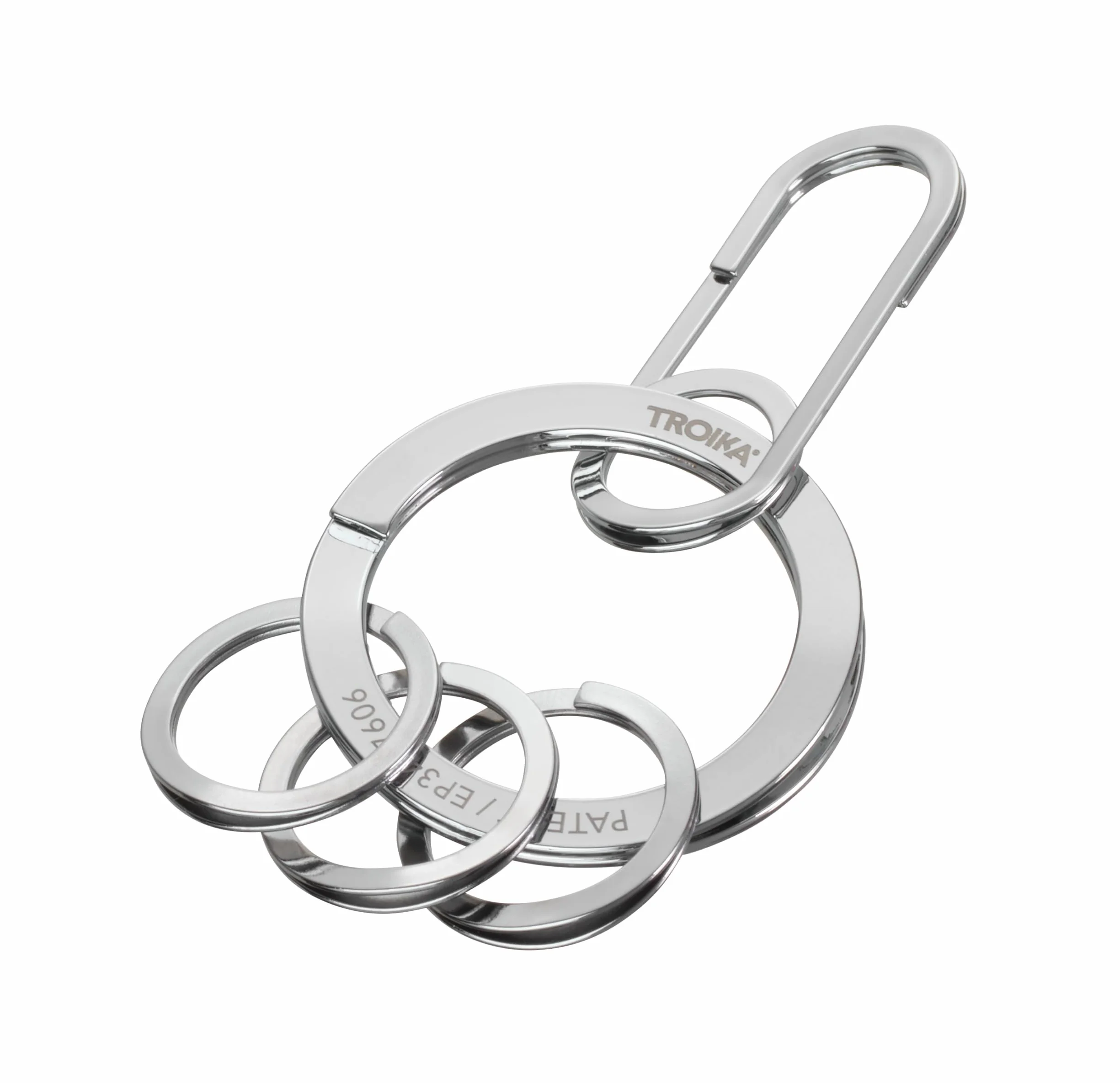 Troika Nail Guard Easy – Brelok do kluczy z szybkim zwalnianiem z 3 pierścieniami przyjaznymi dla paznokci, Srebrny, 6 x 3,5 x 0,8 cm