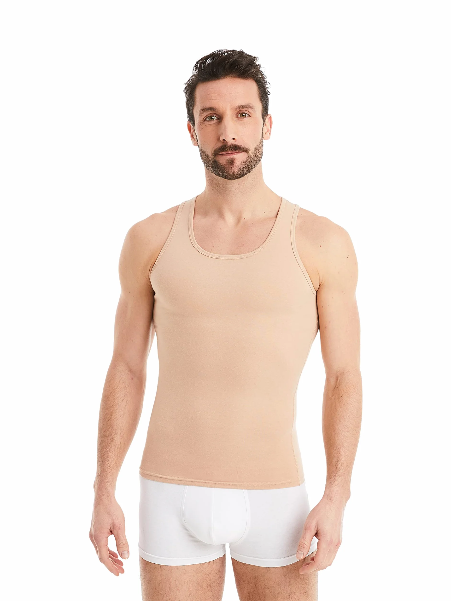 FINN Męska koszulka kompresyjna modelująca figurę z efektem wyszczuplającym brzuch - bez rękawów Shapewear Tank Top z bawełny - Body Shaper podkoszulek dla płaskiego brzucha