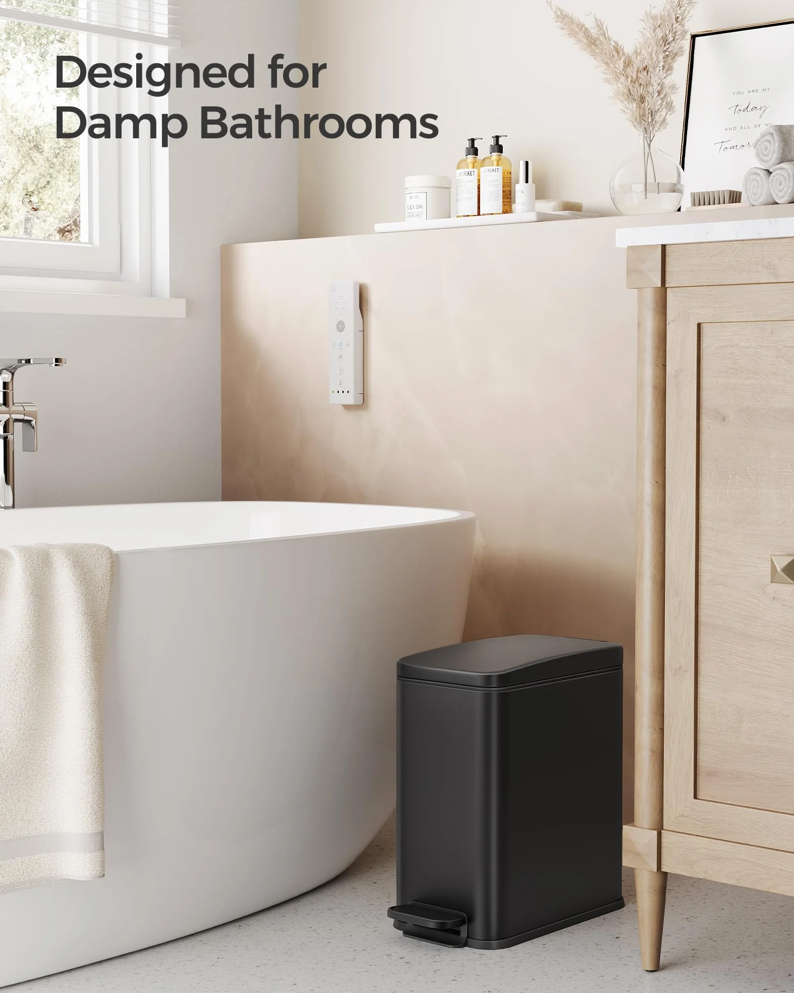 SONGMICS Zestaw wiadro kosmetyczne i szczotka do WC 10 litrów czarny LTB561B10