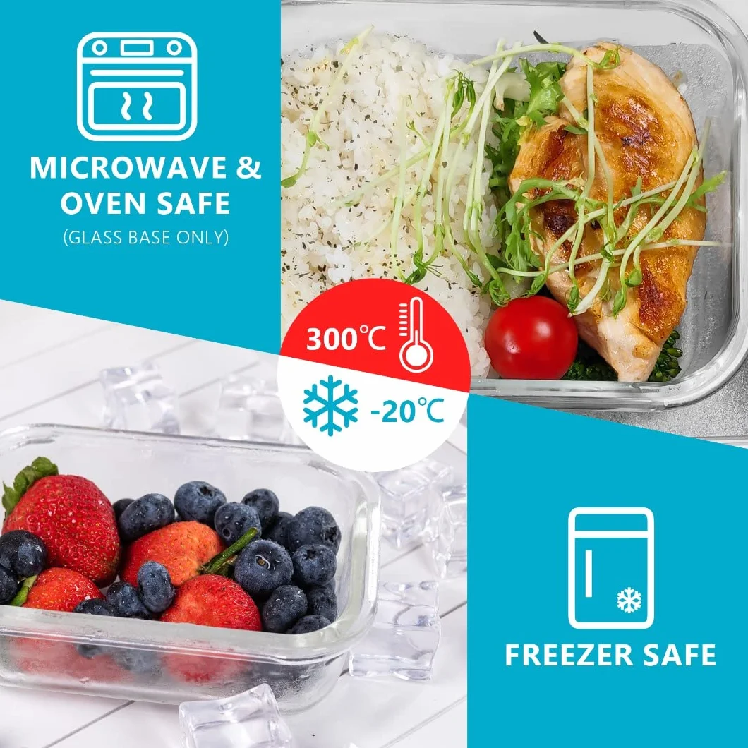 Igluu Meal Prep – Szklane pojemniki na żywność z pokrywkami (12 szt. – 4 prostokątne, 4 kwadratowe, 4 okrągłe) – Hermetyczne, Bez BPA – Do piekarnika, mikrofalówki, zamrażarki i zmywarki
