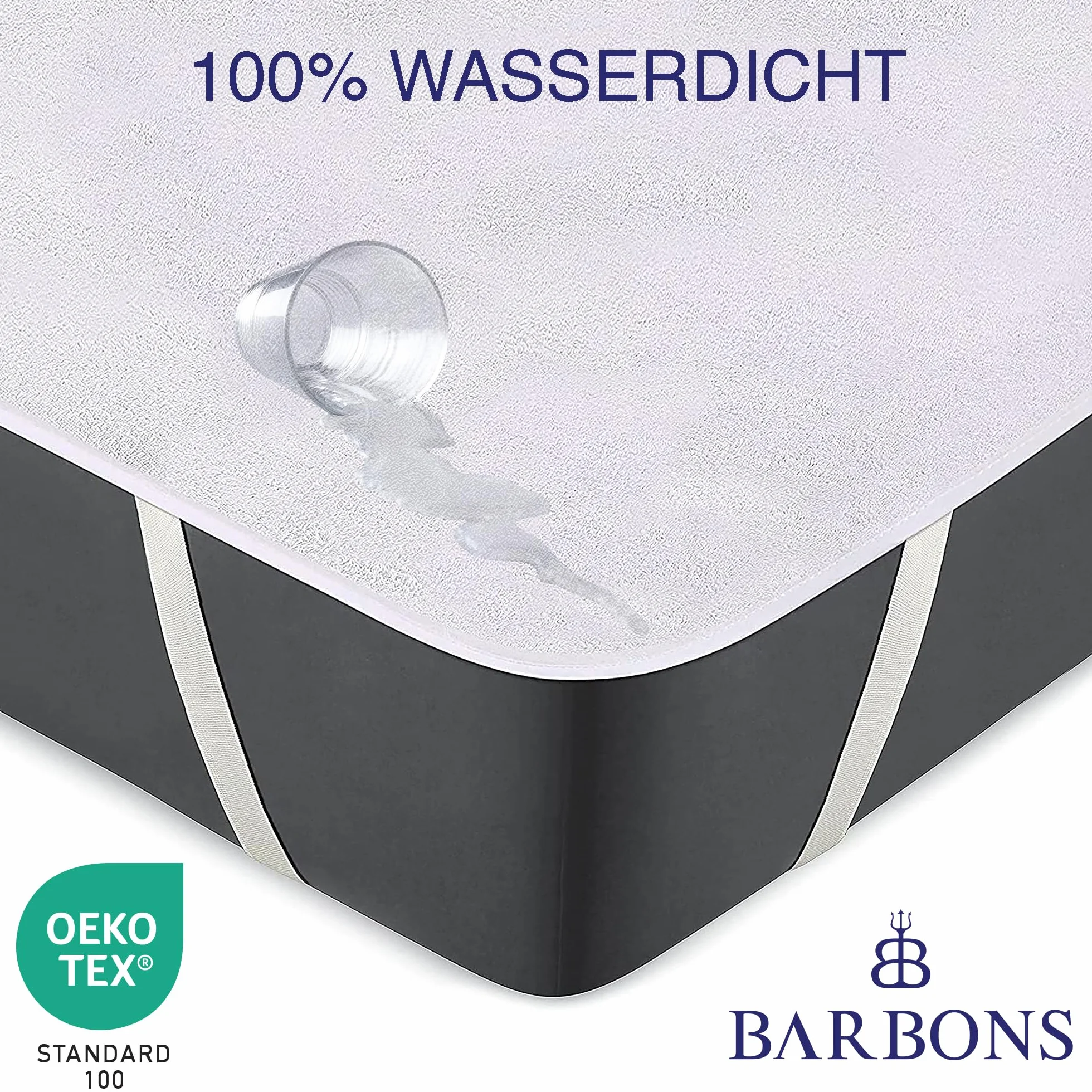 BARBONS Ochraniacz na materac 200 x 200 Öko-Tex wodoszczelny bawełniany