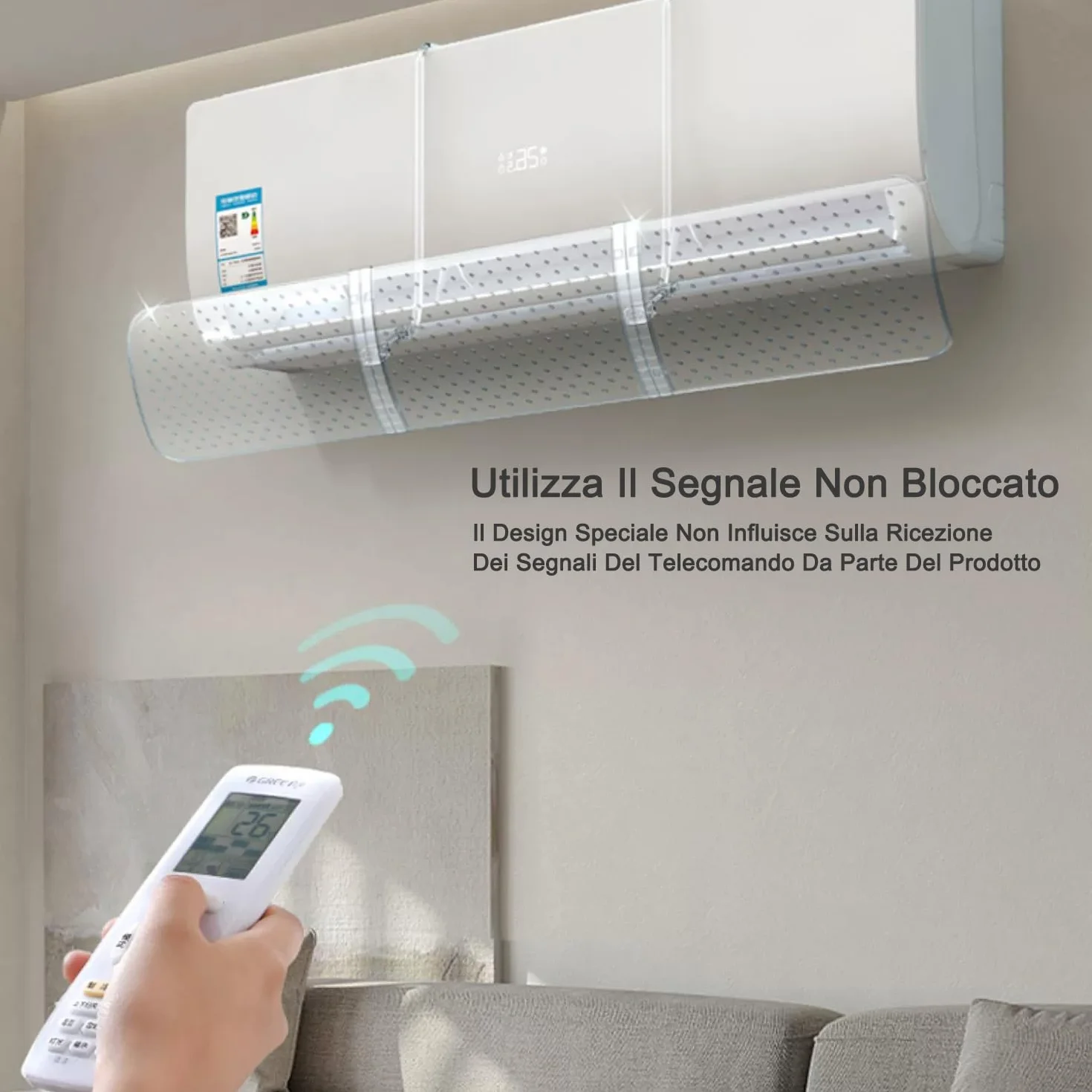 Przenośny regulowany deflektor klimatyzatora ściennego przezroczysty