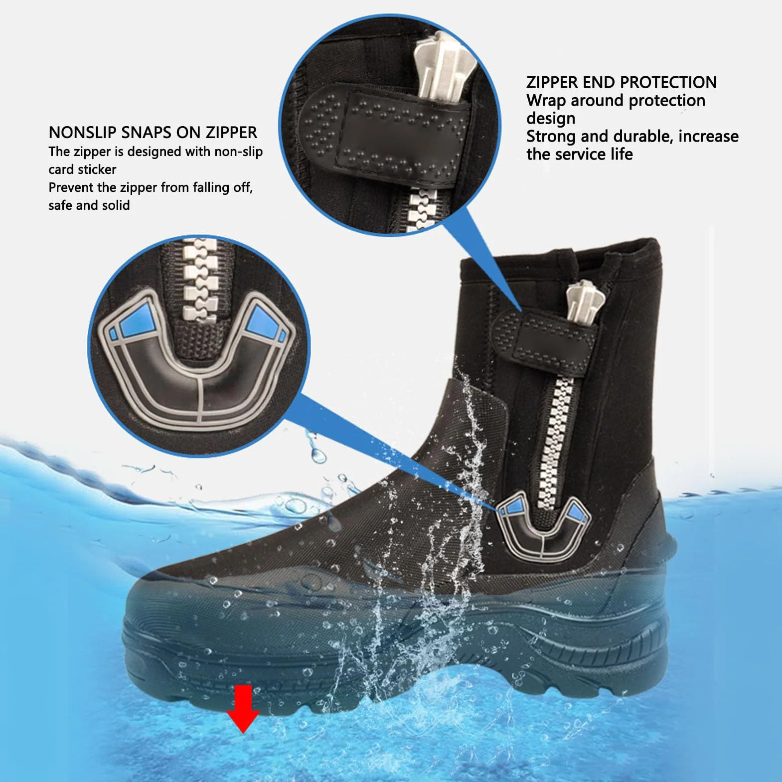 RiToEasysports Neoprenowe buty do nurkowania, zamek unisex o grubości 5 mm Buty do wody do uprawiania sportów wodnych i nurkowania z rurką (rozmiar 9)