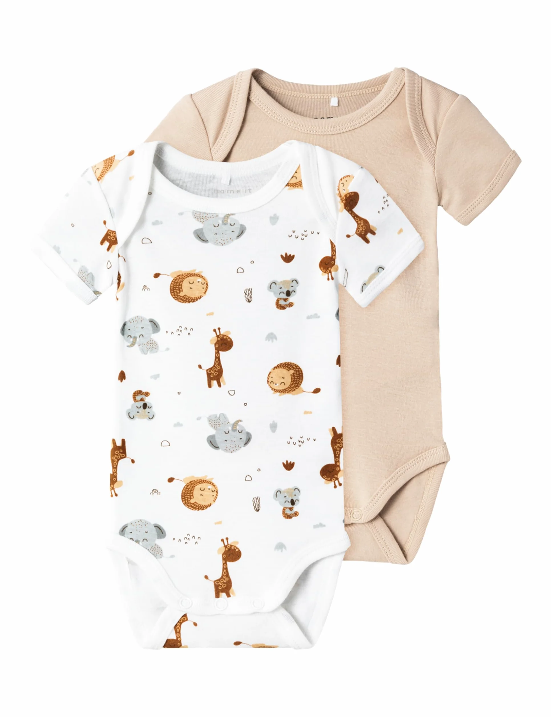 NAME IT Body z długim rękawem Uniseks - niemowlęta Nbnbody 2p Ss Beżowy Animal Noos