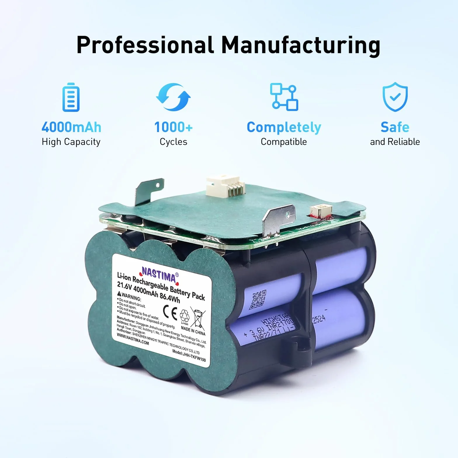 NASTIMA Bateria 21,6 V 4000 mAh Li-ION do odkurzacza Tineco Floor One S5 Pro 2, S5 Smart, S5 Steam
