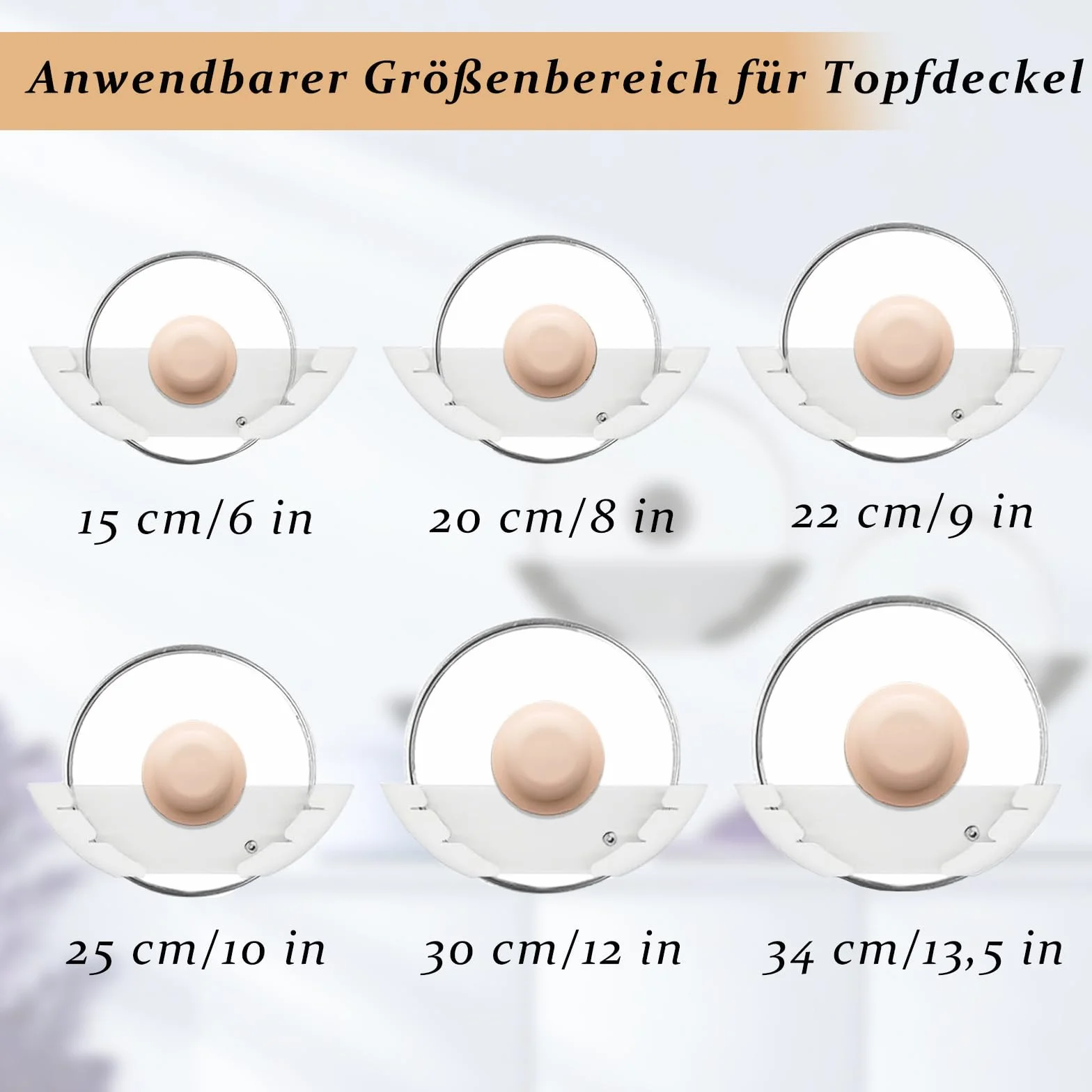 Samoprzylepny uchwyt ścienny na pokrywkę garnka 4 sztuki 15-34 cm organizer do szafki czarny