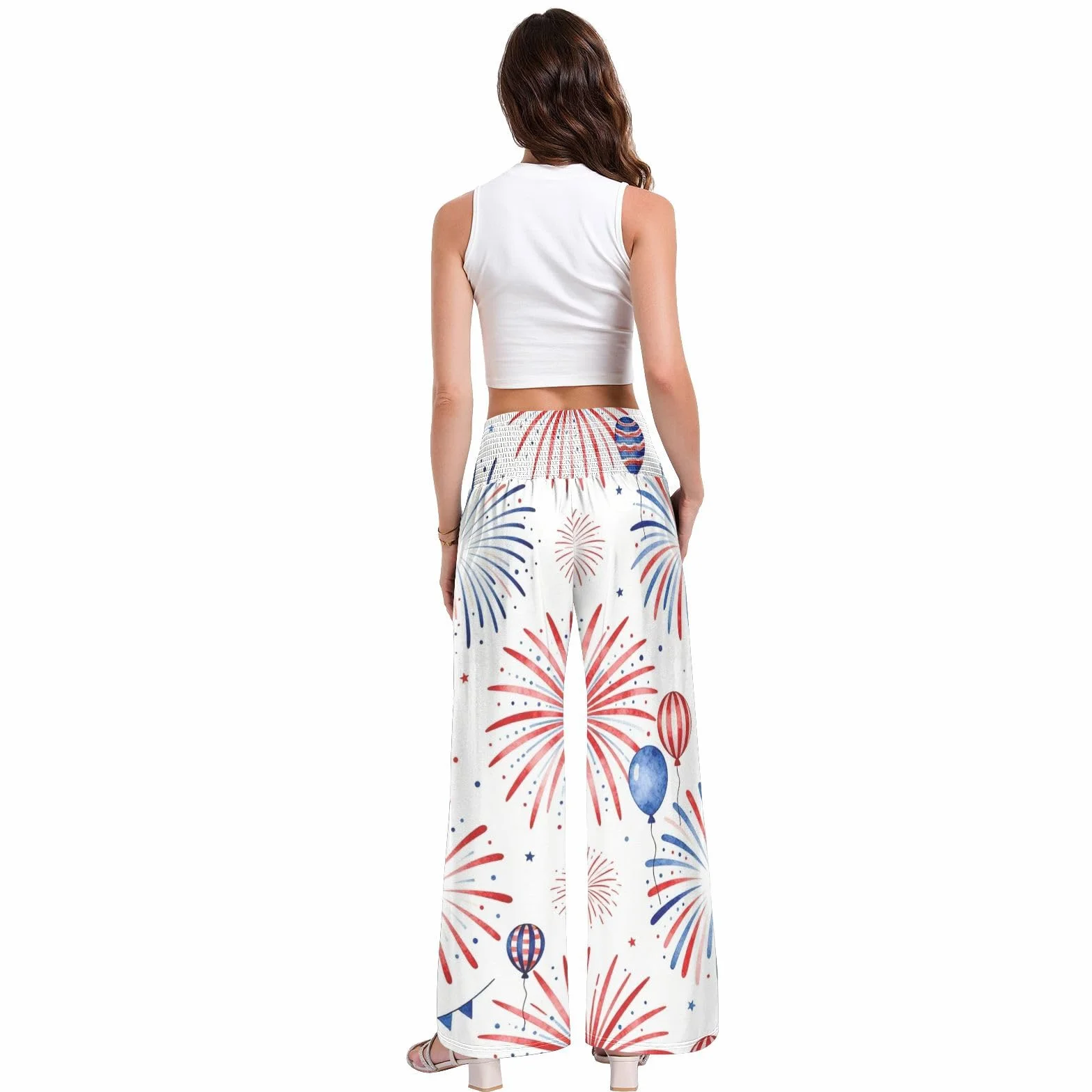 Patriotic Sparks damskie spodnie palazzos luźne spodnie do relaksu w domu