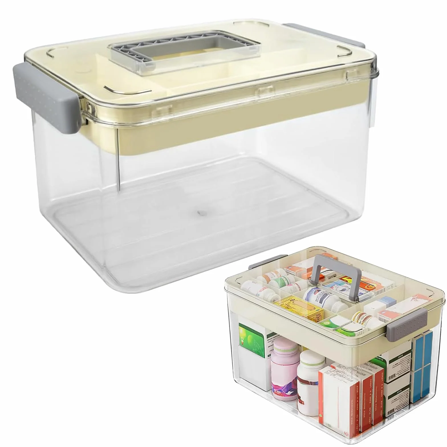 Apteczka domowa pudełko na lekarstwa dwuwarstwowy organizer medyczny 26 x 16 x 15 cm
