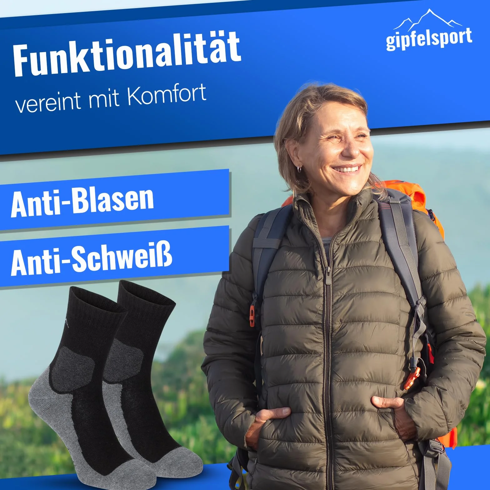 gipfelsport Skarpety trekkingowe z wełny merynosów - skarpety outdoorowe I skarpety trekkingowe dla kobiet, mężczyzn i dzieci