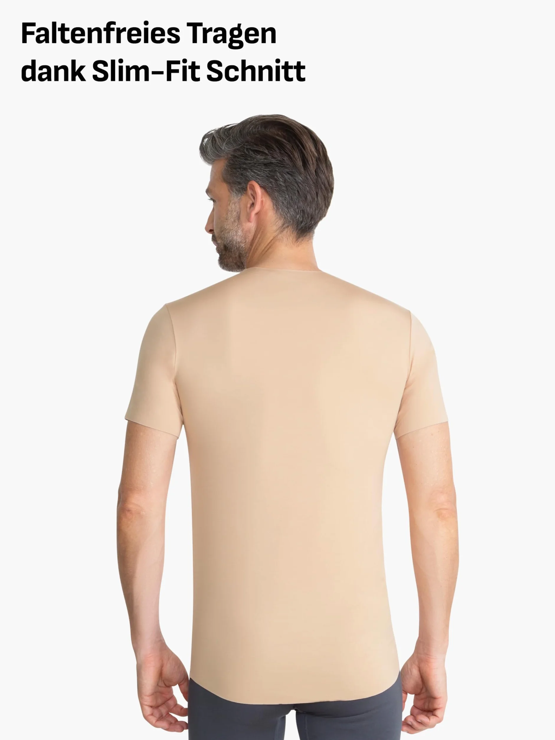 FINN Clean-Cut podkoszulek męski z krótkim rękawem z dekoltem w serek – niewidoczny męski podkoszulek z laserowym wykończeniem – bezszwowy T-shirt z oryginalnego Lenzing Modal do koszuli i garnituru