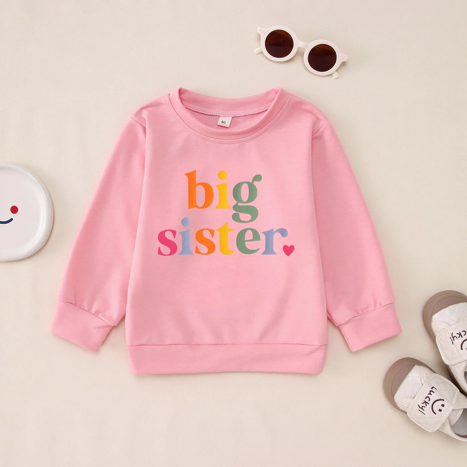 Duża siostra bluza Big Sister Sweter Baby Girls Stroje Rodzeństwo Ubranie Noworodka Sweter Siostry Jesień Zima Sweter Dziecięcy Okrągły dekolt Koszulka z długim rękawem