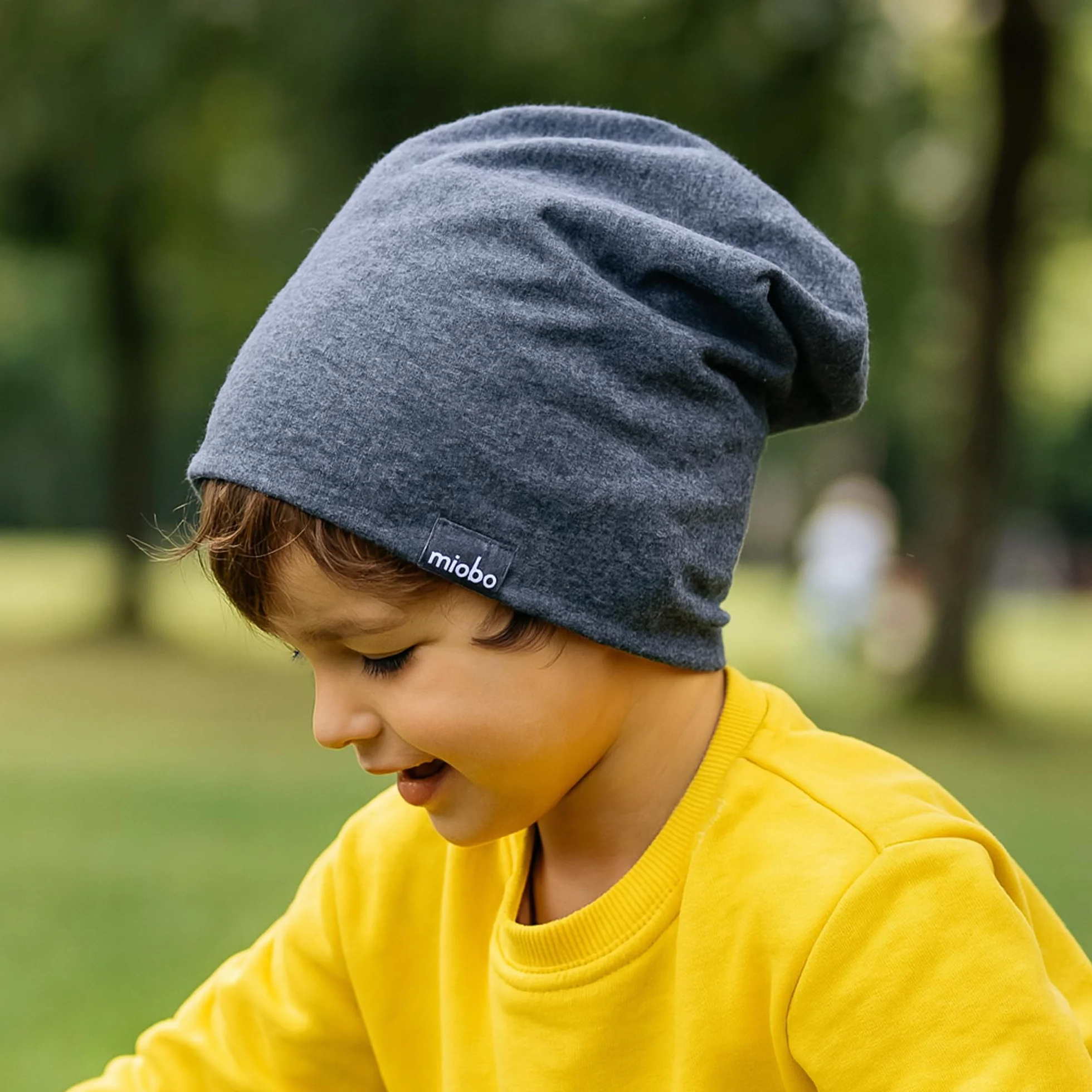 Czapka dziecięca typu Slouch Beanie Miobo, bawełniana, kolor pomarańczowy-48