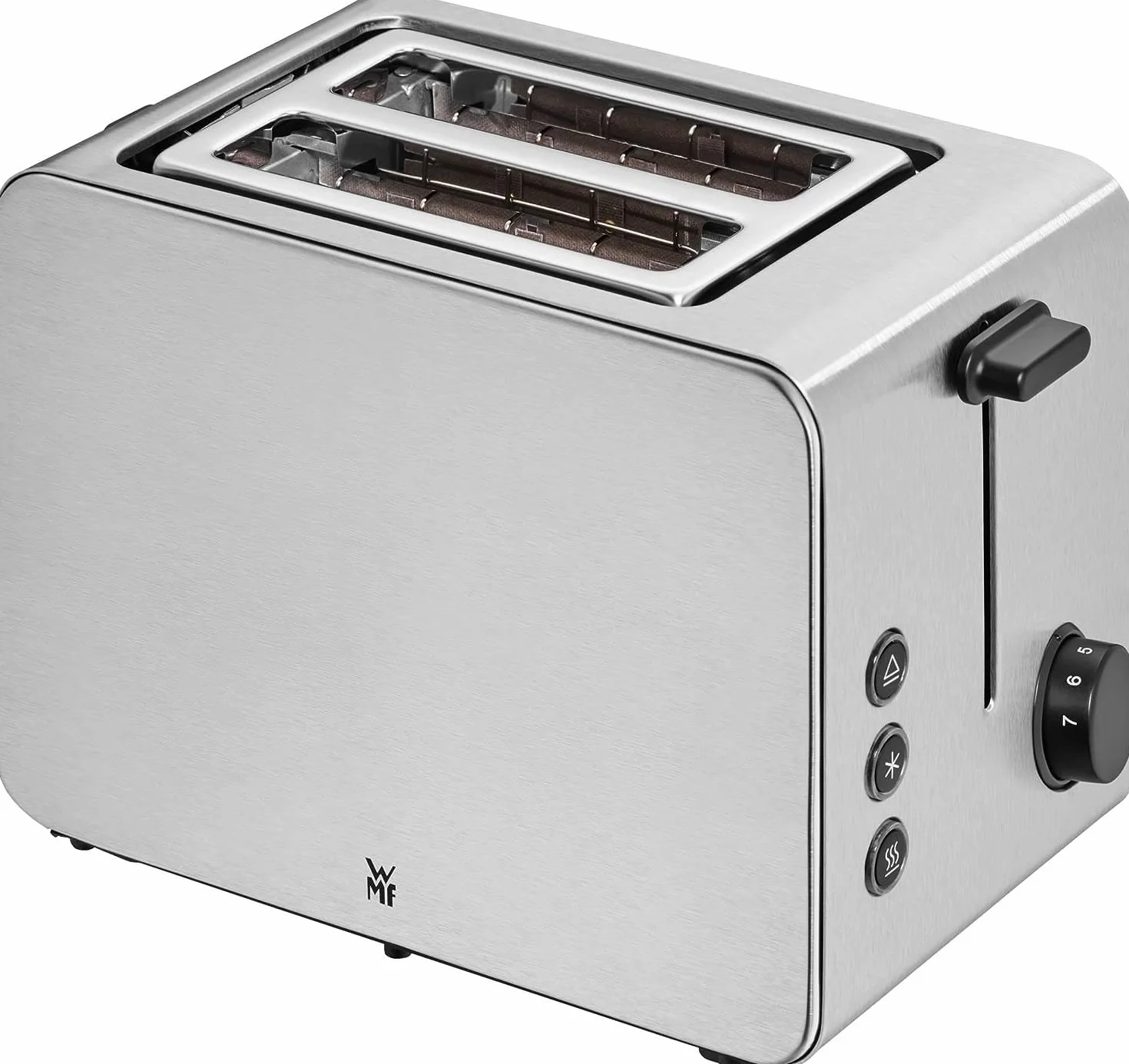 WMF Stelio toster 2 kromki, stali nierdzewnej, podwójny otwór, nasadka do bułek, funkcja bajgla, 7 poziomów opiekania, 900 W