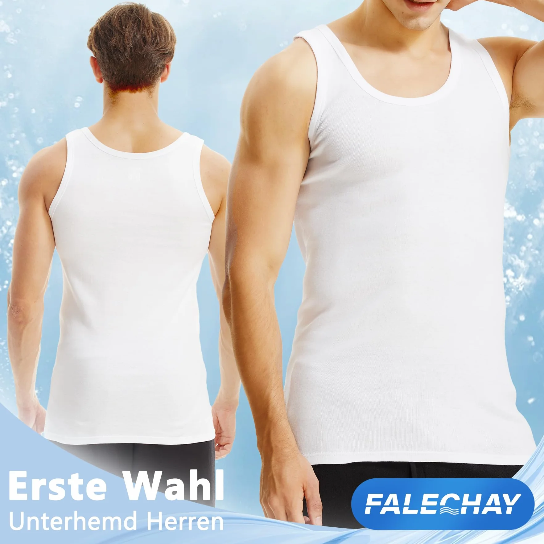 Falechay Podkoszulek Męski Tank Top 3/5-pack 100% Bawełna Koszulka Sportowa Męska