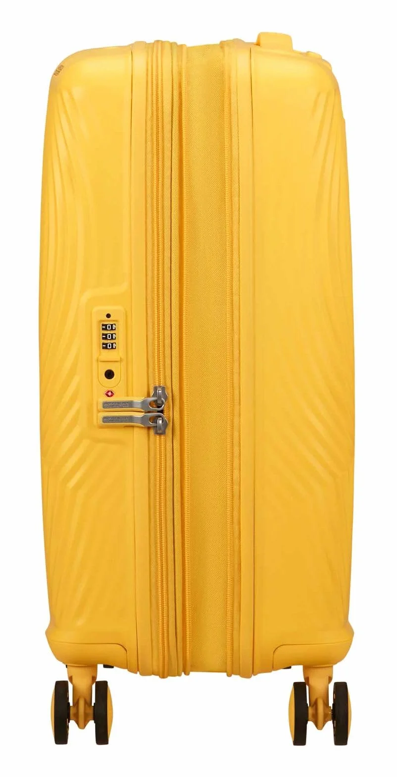 American Tourister Mickey Magic - walizka podreczna 55 x 40 x 20/23 cm - wózek kabinowy z twarda skorupa dla Ryanair, easyJet & Most Airlines, 37/44 L, Zólty (Mickey Flower Yellow)