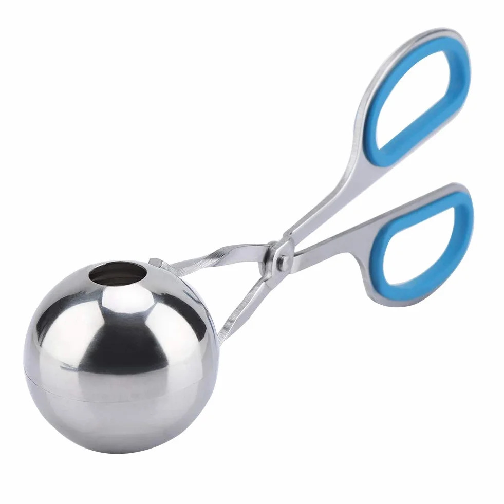 Meatball Non-Stick Cookie Scoop Edelstahl Eiszangen Reisbällchen (blau)
