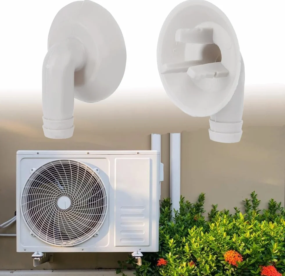 Dysza spustowa klimatyzacji PP biała złącze kolankowe uniwersalne odpływ 2,5 cm