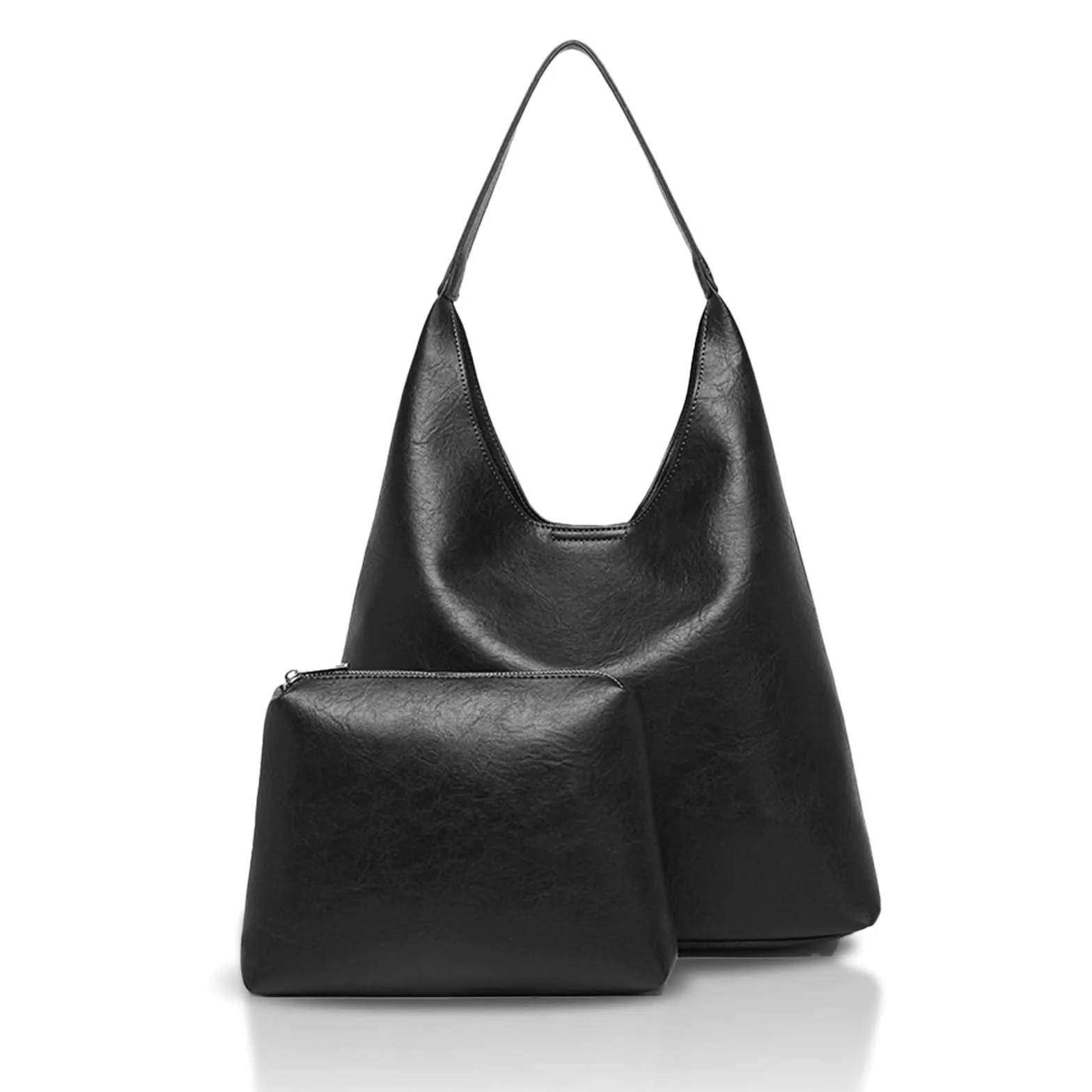 Damskie torby typu tote Vintage PU Leather Handbags dla kobiet hobo Torba typu slouchy Torba na ramię(Czarny)