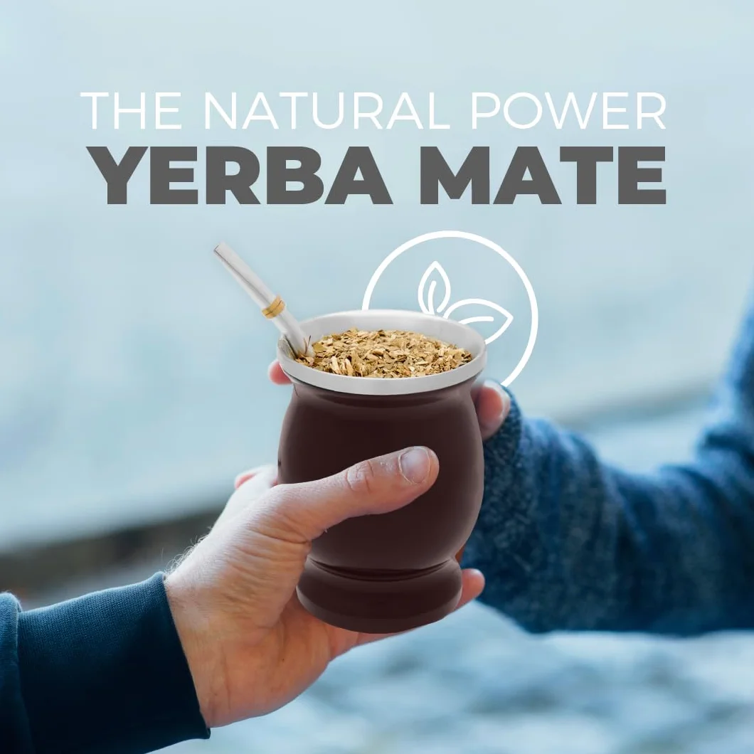 BALIBETOV Zestaw Yerba Mate Kubek i Bombilla - Podwójne ściany Stal Nierdzewna (Bordowy)