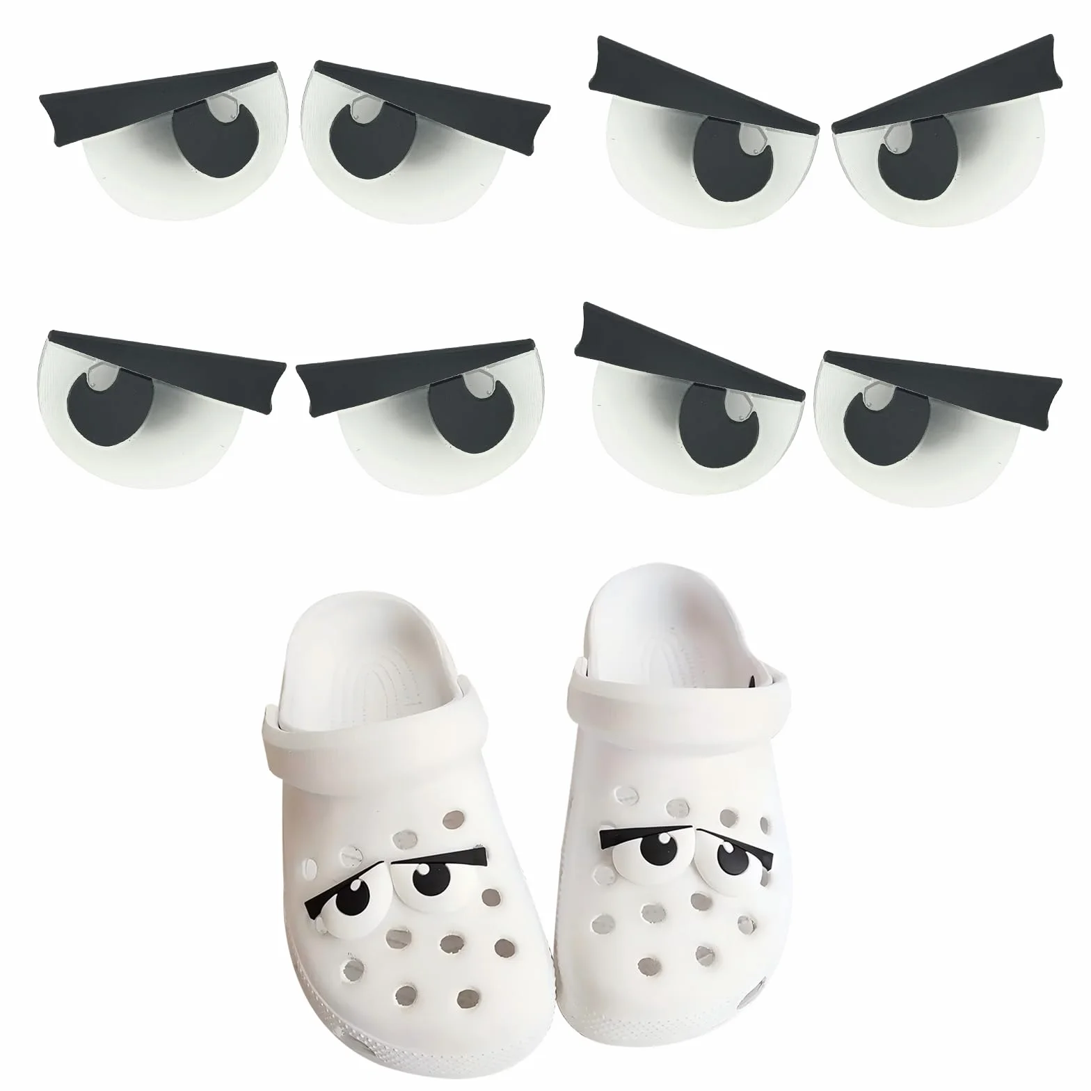 Wtyki do butów Crocs, 4 pary Big Eyes Crocs Clogs do Croc Cute Croc, charms, dekoracja na urodziny, akcesoria upominkowe