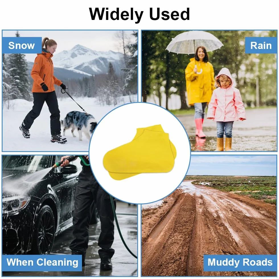 4 pary pokrowców na buty, wodoszczelne, przeciwdeszczowe, na buty, przeciwdeszczowe, gumowe, wielokrotnego użytku, wodoodporne, na śnieg, na plażę pustynną, błotniste (M,35-39)