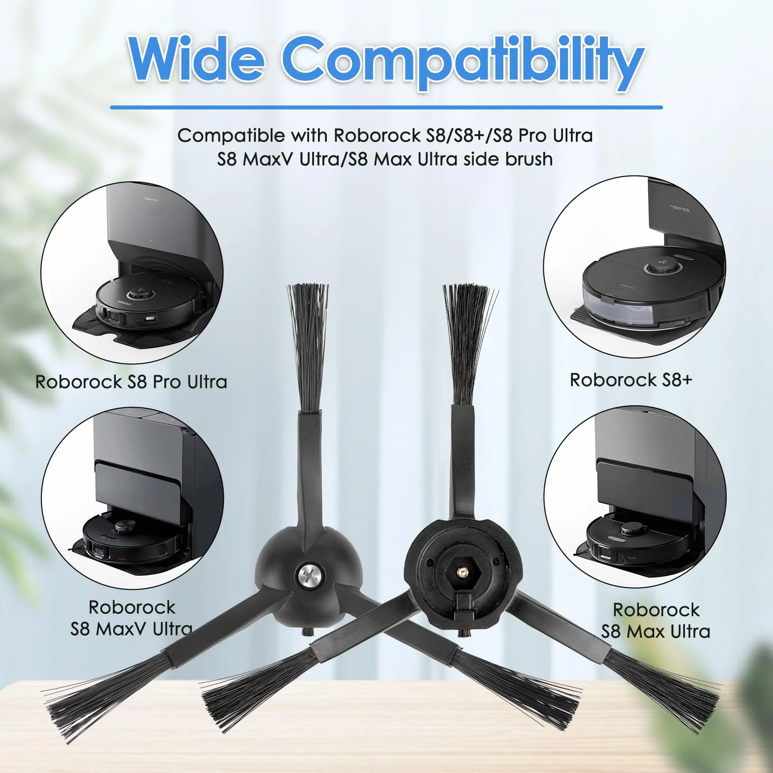 (8 Sztuk) Szczotki boczne do Roborock Q Revo, Qrevo Pro, Qrevo S, Qrevo Slim, Qrevo Master, Q5 Pro, Q5 Pro+, Q5 Max+, Q7 Max, Q7 Max+, Q8 Max+, S8 Pro Ultra, S8 MaxV Ultra, S7 MaxV Ultra