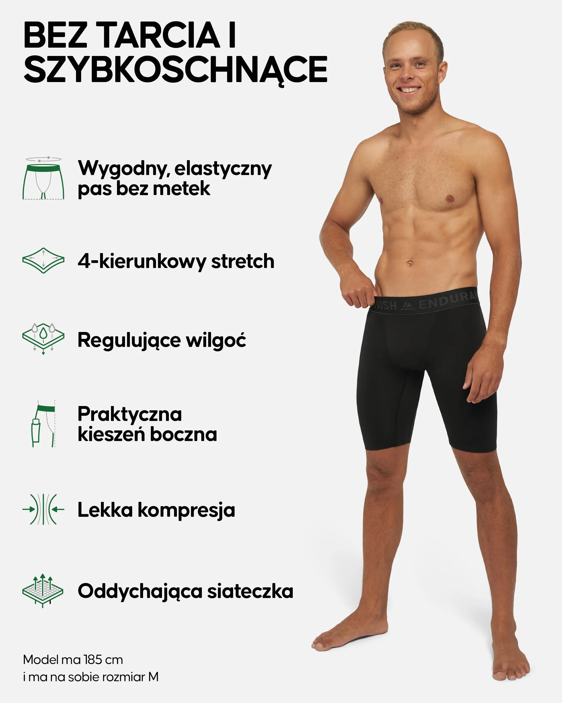 DANISH ENDURANCE Męskie Kompresyjne Spodenki Sportowe, Krótkie Szorty Treningowe, na Siłownię, 2-PACK