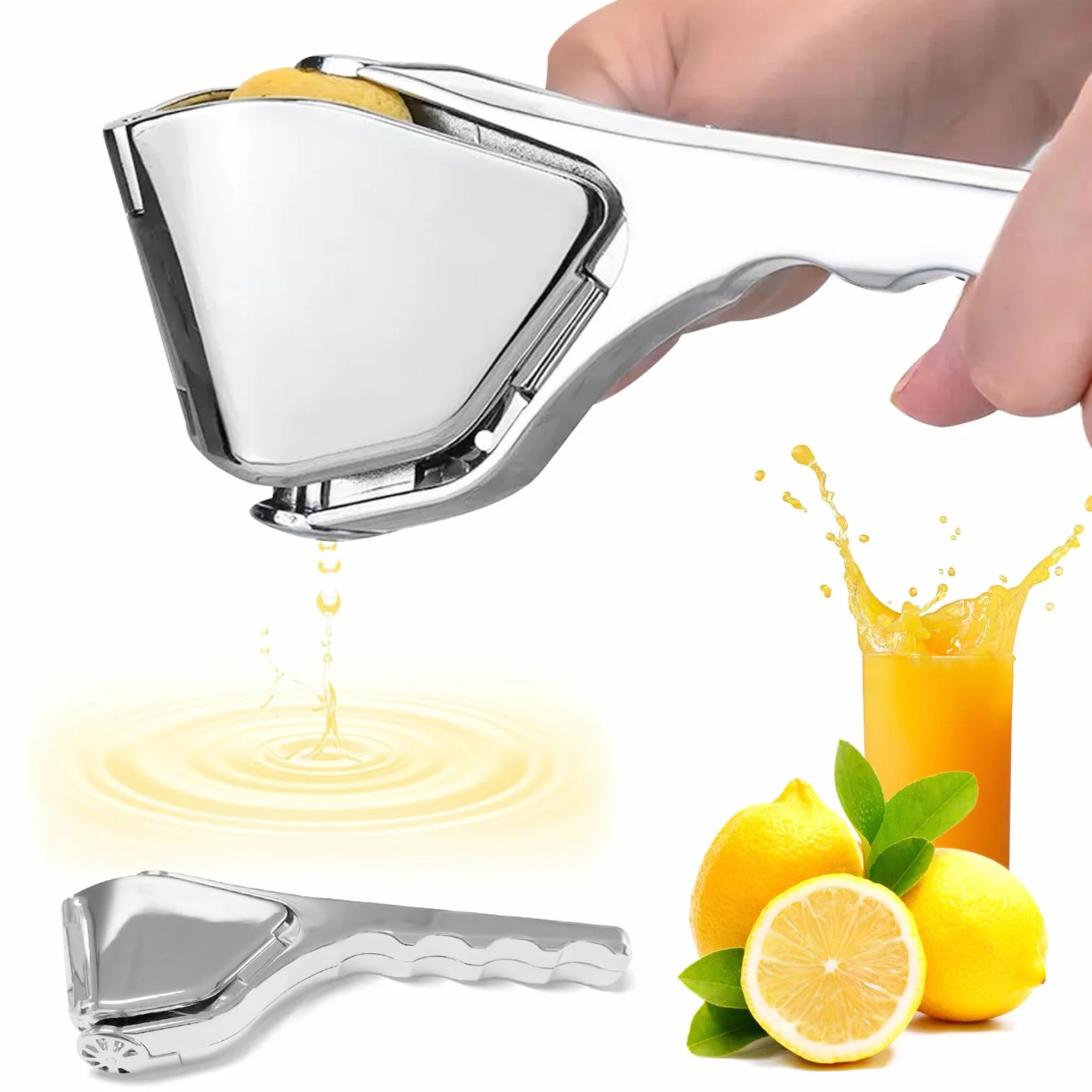 Ręczna Wyciskarka do Cytrusów Premium ze Stali Nierdzewnej, do Cytryn, Limonki i Pomarańczy, Solidna Prasa do Soków, Można Myć w Zmywarce, Ulepszony Model 2025