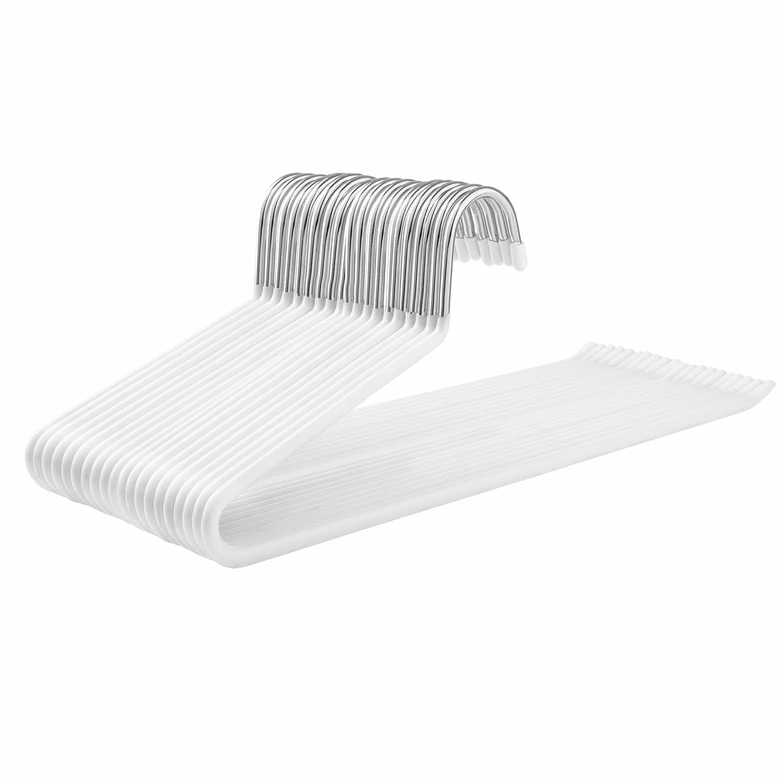 SONGMICS Zestaw 20 chromowanych wieszaków metalowych antypoślizgowych do spodni 38 cm biały CRI004WT-20