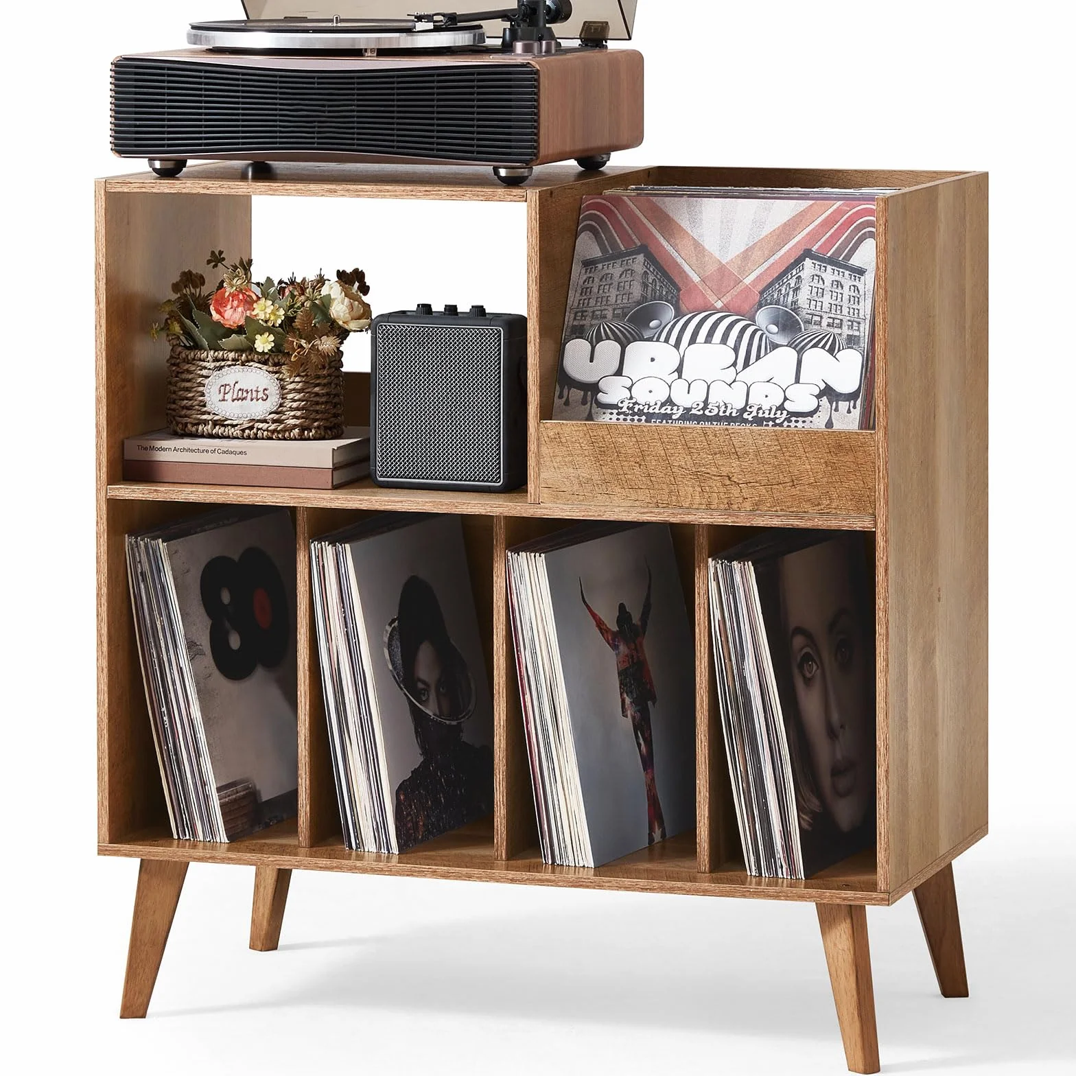 Regał na płyty winylowe stojak do 300 albumów z półką